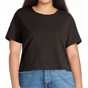 Free Assembly XL Black Tshirt Cropped Boxy 100% Certified Organic Cotton NWT